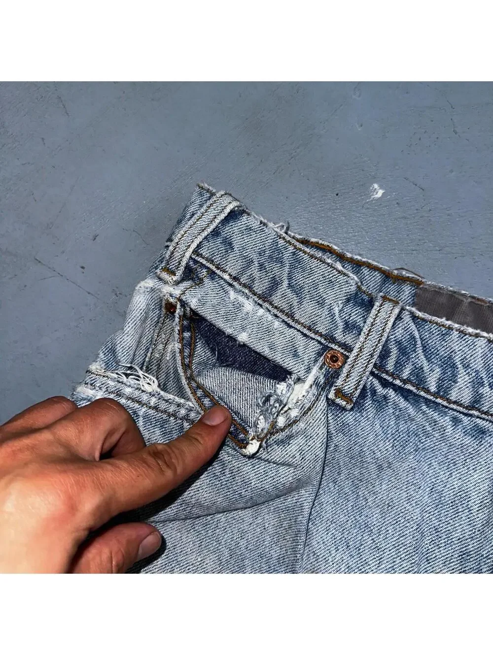Levis 550 Vintage 90s USA Orange Tab Relaxed Blue Ligh Wash Jeans 36x32 Ac 33x30